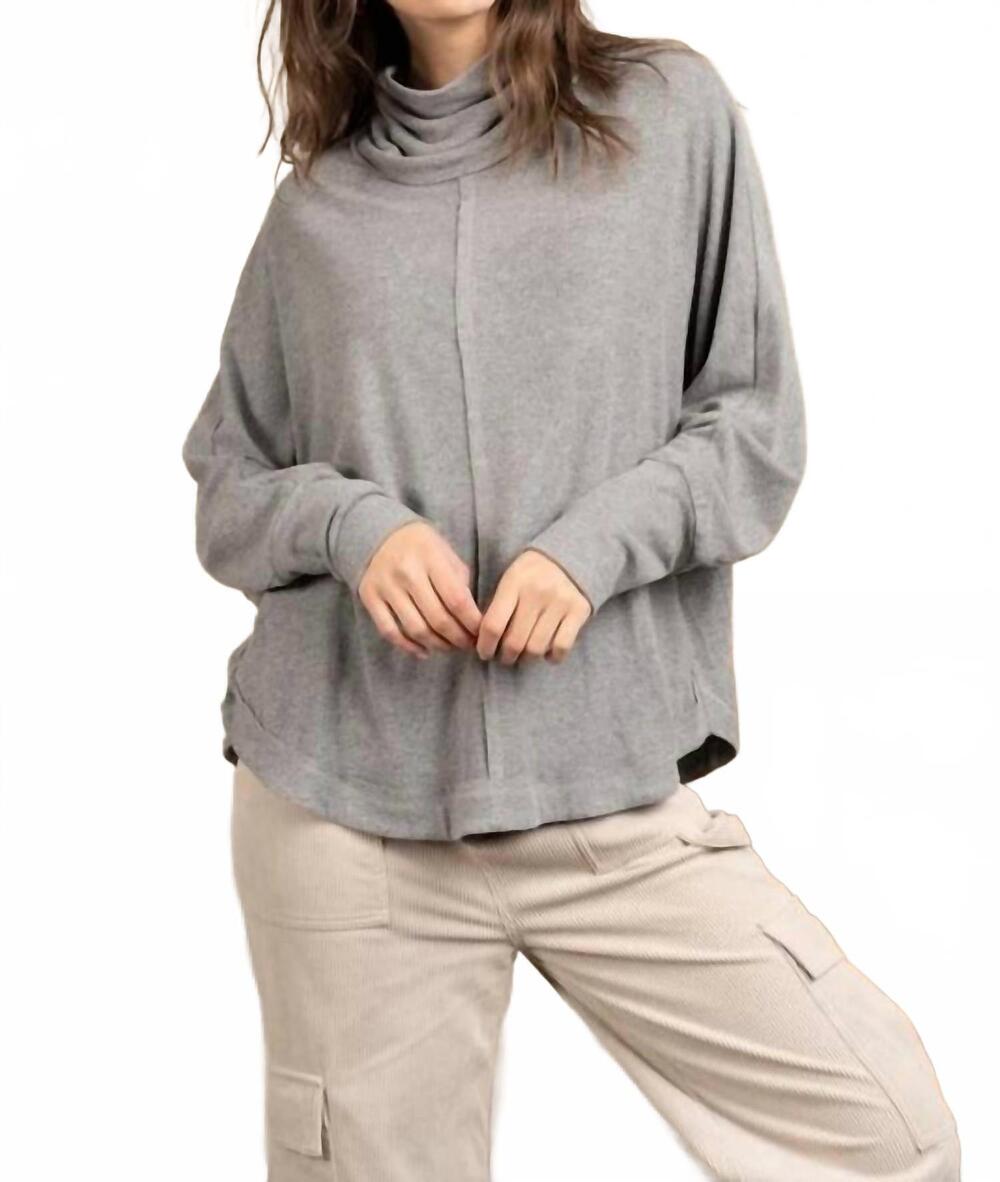 NEW VERY J mock neck tunic top in heather gray